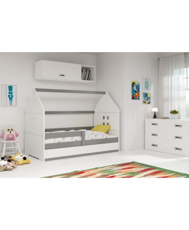 Bed for Children HOUSE 1 - White-Grey, Single, 160x80cm